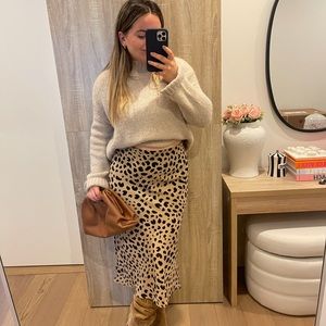 Rachel Zoe satin slip skirt leopard